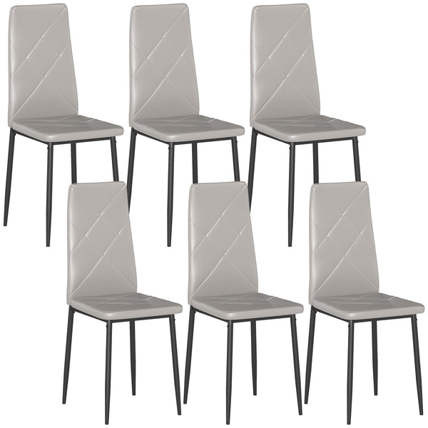 Set di 6 Sedie da Pranzo Moderne 41x50x97 cm con Schienale Alto in Finta Pelle e Acciaio Grigio sconto