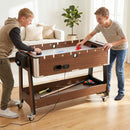 Tavolo da Gioco 3 In 1 Air Hockey Biliardo Calcio Balilla 102,5x61,5x65 cm Ruote Bloccabili Ripiano in MDF Effetto Noce      