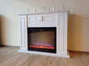 Camino Elettrico da Pavimento 105x135x32 cm Effetto Fiamma 1500W Toulouse & Colorado Bianco