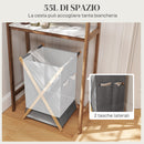 Cesto Portabiancheria Pieghevole da 55L Telaio in Bambù e in Tessuto Grigio  
