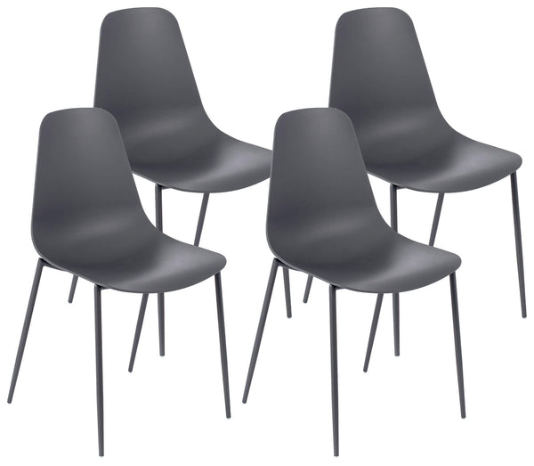 Set 4 Sedie 49x48,5x88 cm in Polipropilene Grigio Scuro prezzo
