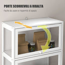 Vetrina a 4 Ripiani con Ante a Battente 59x30x139 cm in Legno e Acrilico Bianco      