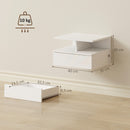 Set 2 Comodini Sospesi 40x35x30 cm con Stazione di Ricarica Cassetto e Ripiano Aperto in Legno Bianco      