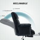 Sedia da Ufficio Operativa Reclinabile con Poggiapiedi 75x77x110-118 cm in Tessuto Effetto Velluto Nero  