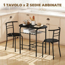 Set Tavolo Moderno con 2 Sedie per Sala da Pranzo Design Salvaspazioin MDF e Metallo Marrone e Nero      