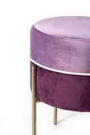 Pouf Imbottito Ø41x40 cm in Velluto Viola e Lilla