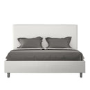 Letto Matrimoniale con Testata e Alzata Comoda Imbottito in Similpelle Focus Bianco Varie Misure
