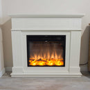 Camino Elettrico da Pavimento 110x95x25 cm Effetto Fiamma 1500W Sined Pienza Bianco