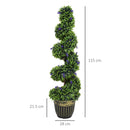 Set 2 Piante Atificiali di Bosso a Spirale Resistente UV con Lavanda  Alte 115 cm Verde e Blu      
