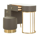 Toeletta Sharon Grigia con Puff 120x40x75 cm in Pino e MDF e Metallo e Plastica      