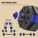 Set Pesi da Palestra 6 in 1 Utilizzabile come Kettlebell Manubri Bilanciere Supporto in Plastica e Sabbia Blu      