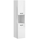 Pensile da Bagno 2 Armadietti e Vano a Giorno 30x30x131,5 cm in Legno Bianco  