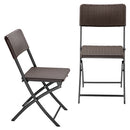 Set 2 Sedie Pieghevoli da Esterno Salvaspazio in Polyrattan Marrone      