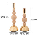 Porta Candele Bolly Rosa Set 2 Pz Ø10x29,5 cm - Ø10x24 cm in Ferro Rosa e Oro      