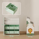 Scaffale Portagiochi per Bambini 63x30x71 cm con 6 Cassetti in Tessuto e Libreria a 2 Livelli in Legno e Acciaio Verde  