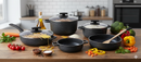 Batteria di Pentole 9 Pezzi in Alluminio Pressofuso Antiaderente Olympia Hard Cook