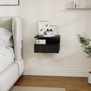 Comodino Sospeso 35x32x22,5 cm con Cassetto e Ripiano Aperto in Legno Nero Lucido  