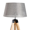 Lampada da Terra Design con Treppiede in Legno Altezza Regolabile Grigio 