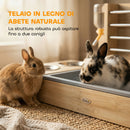 Mangiatoia per Fieno 58x40x32 cm con Portafieno Lettiera e Ciotole Colore Legno Naturale      