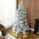 Albero di Natale Innevato Alto 210 cm con 1154 Rami Realistici e Base in Metallo Pieghevole Bianco      