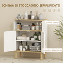 Mobile Bagno Autoportante Canettato 60x29,5x76,5 cm con Ripiano Regolabile Bianco e Legno di Pino Naturale      