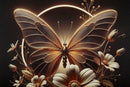 Stampa con LED su Tela Laccata con Cornice Butterfly 50x4x50 cm in Abete e Tela e Plastica      