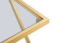 Tavolinetti Z Coppia 40x40x60 cm - 30x30x50 cm in Ferro e Vetro Oro      