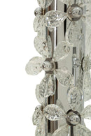 Lampada da Terra Silver Flower Ø45x157 cm in Ferro e Metallo e Tessuto e Vetro Argento e Bianco      