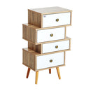 Cassettiera in Legno Stile Nordico Legno e Bianco 47x29.5x81 cm 