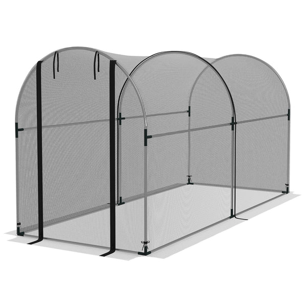 Serra per Piante con Rete a Tunnel 1,2x3x1,5m con Porta a Cerniera Nero online