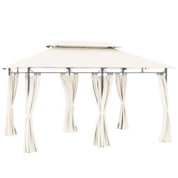 prezzo Gazebo da Giardino 397x297x265 cm con Tende Rimovibili e Struttura in Metallo Crema
