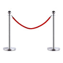 2 Colonnine Separacode Silver con Corda Rossa in Acciaio Inox Ø32x95 cm 