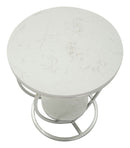 Tavolinetto Heart Argento Ø40x45,5 cm in Ferro e Marmo Argento e Bianco      