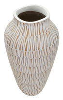 Vaso Resina Stiky Ø22x44 cm in Resina Oro e Bianco      