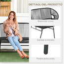 Divano da Giardino 2 Posti 132x72x83 cm con Cuscini e Braccioli in Rattan PE e Acciaio Nero      