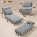 Poltrona Letto 75x88x78 cm con Schienale Regolabile e Cuscino in Tessuto Effetto Lino Grigio Chiaro      