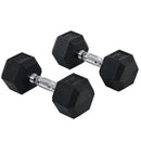 Set 2 Manubri Esagonali da 8 kg in Metallo e Gomma Nero      
