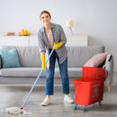 Carrello Pulizie 60x27x70,5 cm Lavapavimenti con Strizzatore in Plastica Rosso      