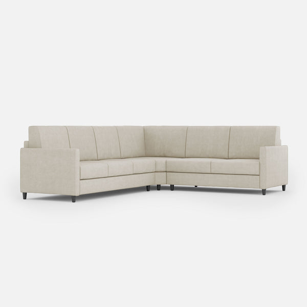 Divano Angolare 6 Posti 281x221x85 cm Karay in Tessuto Latte sconto