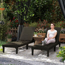 Set 2 Lettini Prendisole con Schienale Regolabile Effetto Rattan a Doghe Nero   