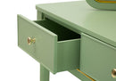Toeletta Camille con Specchio e Sgabello Verde 120x37x79 cm in Legno di Pino Specchio e Poliestere      