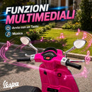 Moto Elettrica per Bambini 107x47x73 cm Licenza Vespa con Rotelle Fanale e Musica in PP e Metallo Rosa      