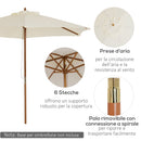 Ombrellone da Giardino 2.5x2.5 m Palo Ø38 mm in Legno Crema 
