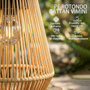 Set di 2 Lampade Solari 16x16x21 cm con Accensione e Spegnimento Automatico IP44 in Rattan Marrone      