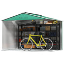 Casetta Box da Giardino Porta Attrezzi 277x195x192 cm con 2 Porte Scorrevoli Verde Scuro  