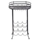 Cantinetta Portabottiglie con Portacalici 28,5x46x77,5 cm in Ferro Battuto  Nera
