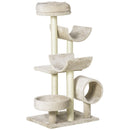Albero Tiragraffi con Cucce e Tunnel multi-livello Beige 50x40x105 cm 