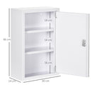 Armadietto Medicinali 30x14x46 cm a 3 Ripiani con Serratura e 2 Chiavi in Acciaio Bianco      