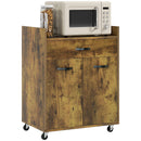 Carrello Isola da Cucina Armadietto con Ruote 60x40x77cm Marrone Rustico   