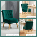 Poltrona da Soggiorno e Camera 60x66x79 cm Trapuntata a Bottoni in Velluto Verde  